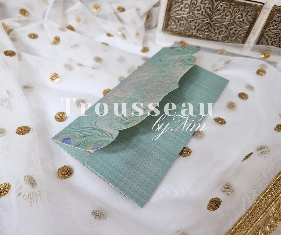 Nims Boutique Blue Peacock Foil Print Money Wallets