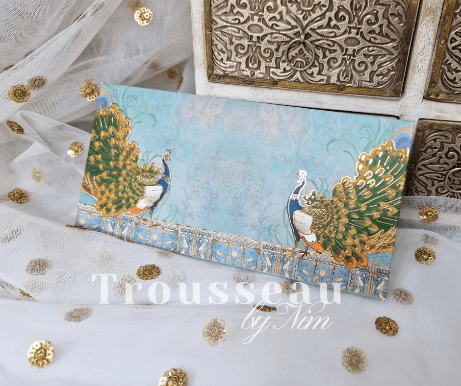 Nims Boutique Blue Peacock Foil Print Money Wallets