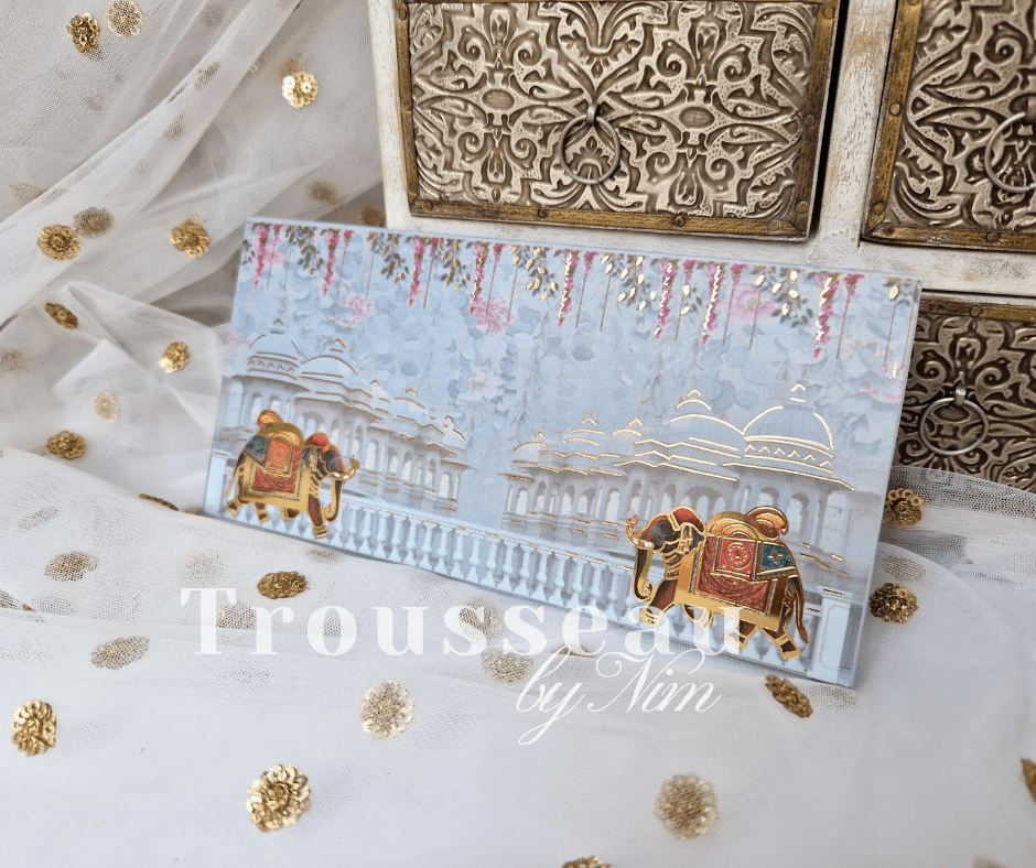 Nims Boutique Blue Elephant Foil Print Money Wallets