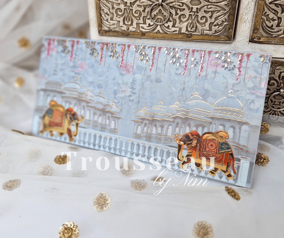 Nims Boutique Blue Elephant Foil Print Money Wallets