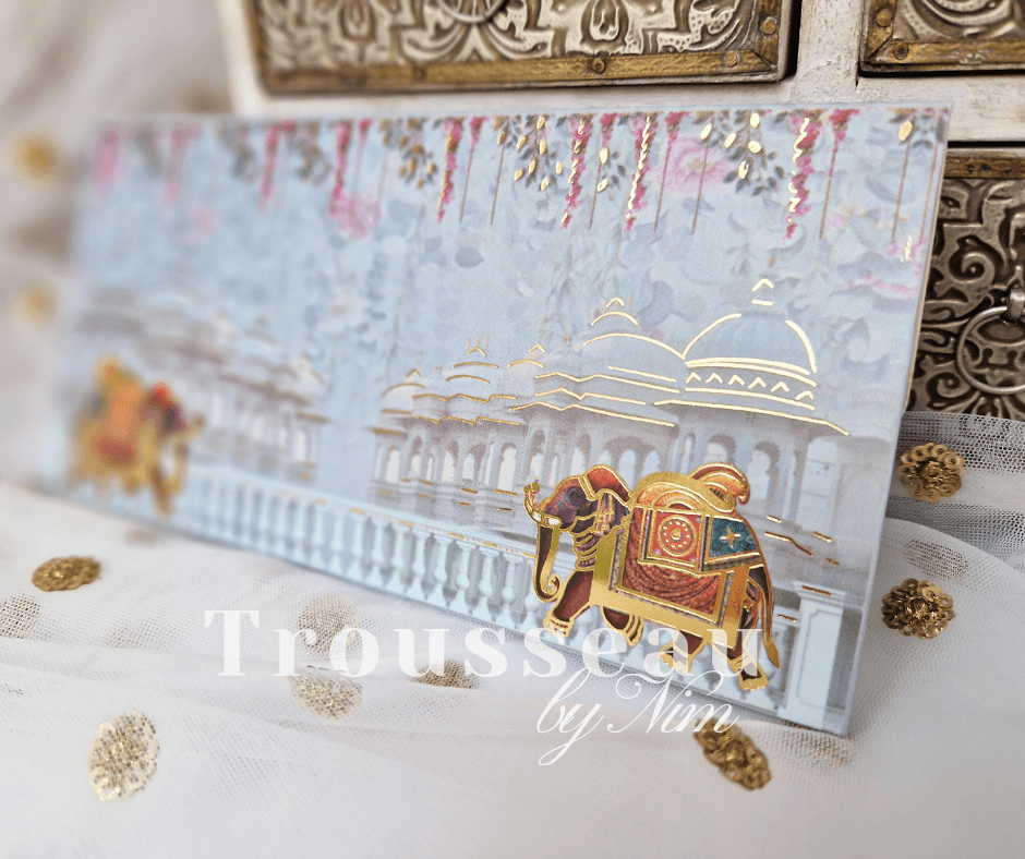 Nims Boutique Blue Elephant Foil Print Money Wallets