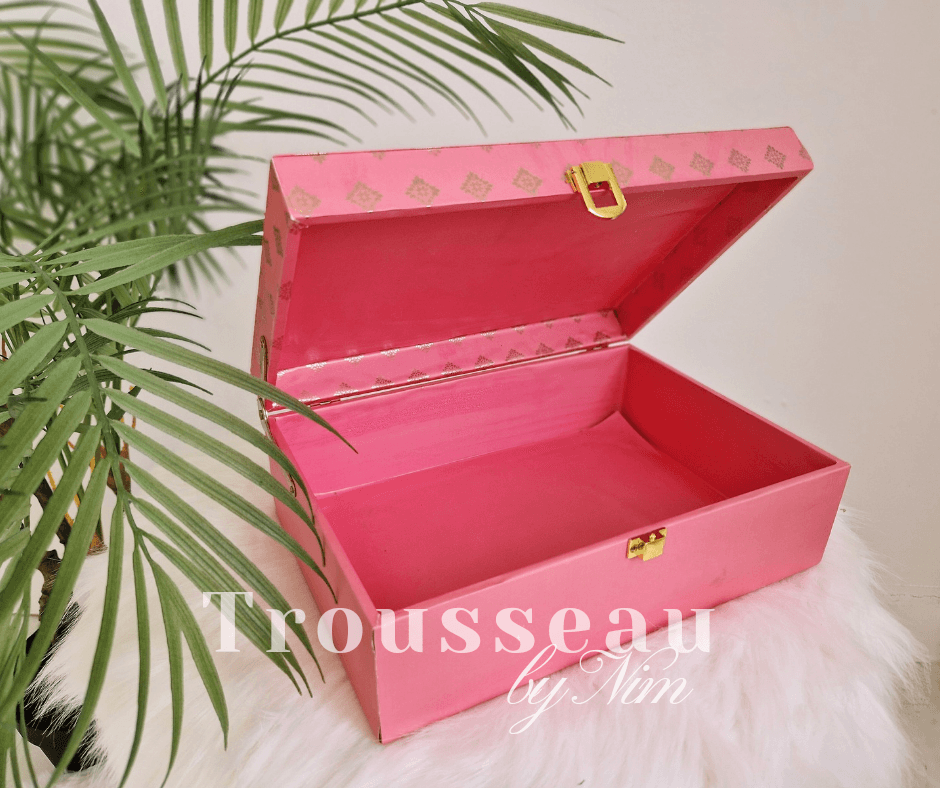 Nims Boutique Luxury Peach Pastel Foil Print Large Gift Box 4 colours