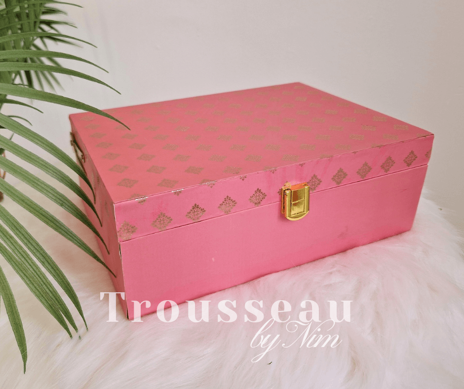 Nims Boutique Luxury Peach Pastel Foil Print Large Gift Box 4 colours