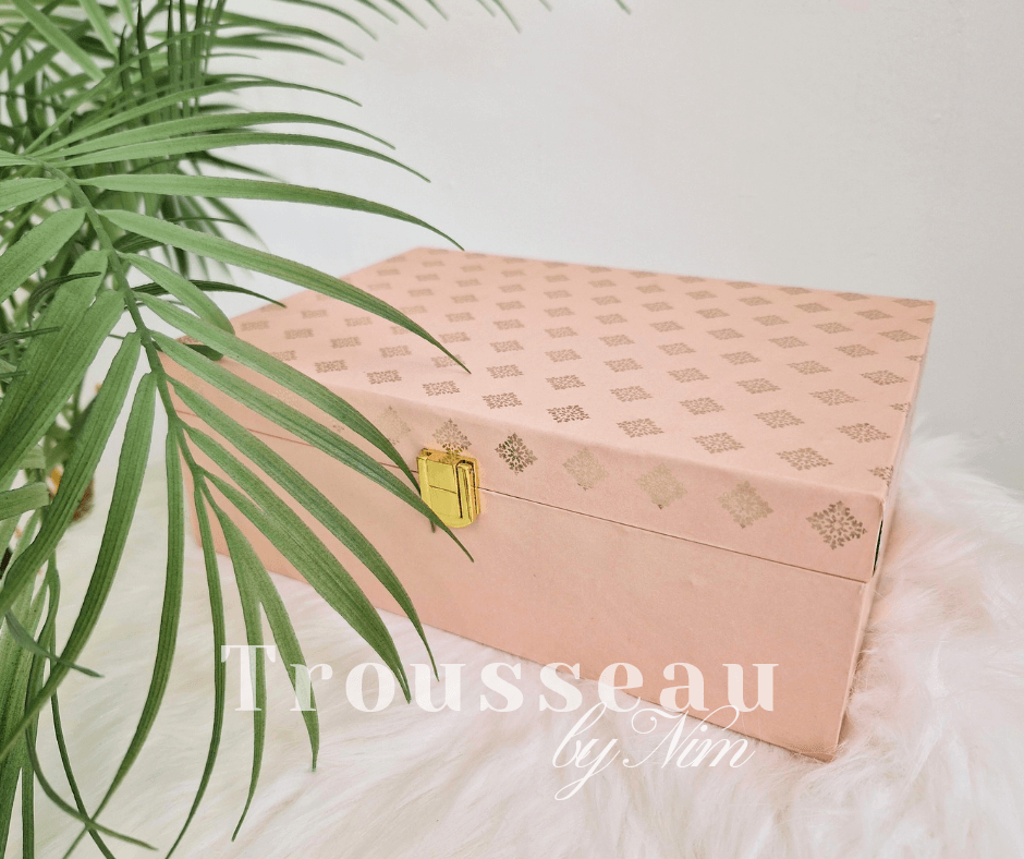 Nims Boutique Luxury Peach Pastel Foil Print Large Gift Box 4 colours