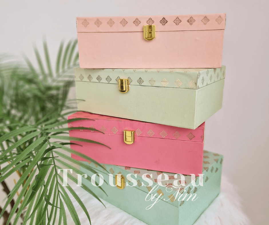 Nims Boutique Luxury Peach Pastel Foil Print Large Gift Box 4 colours