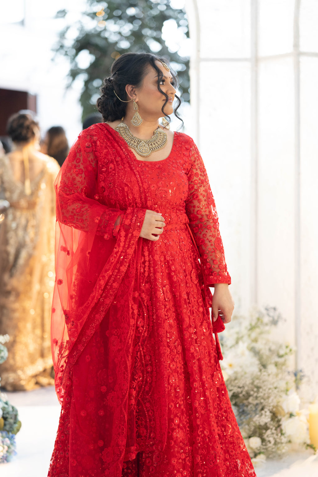 Luxury Deep Red Sequin Lehnga (8-20)