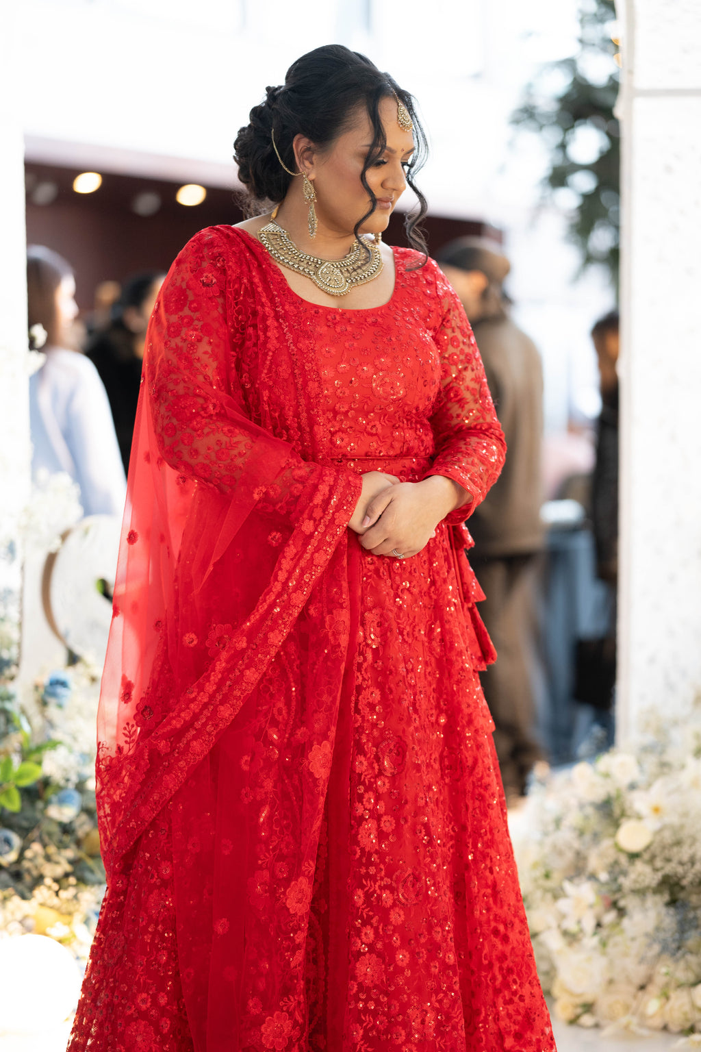 Luxury Deep Red Sequin Lehnga (8-20)