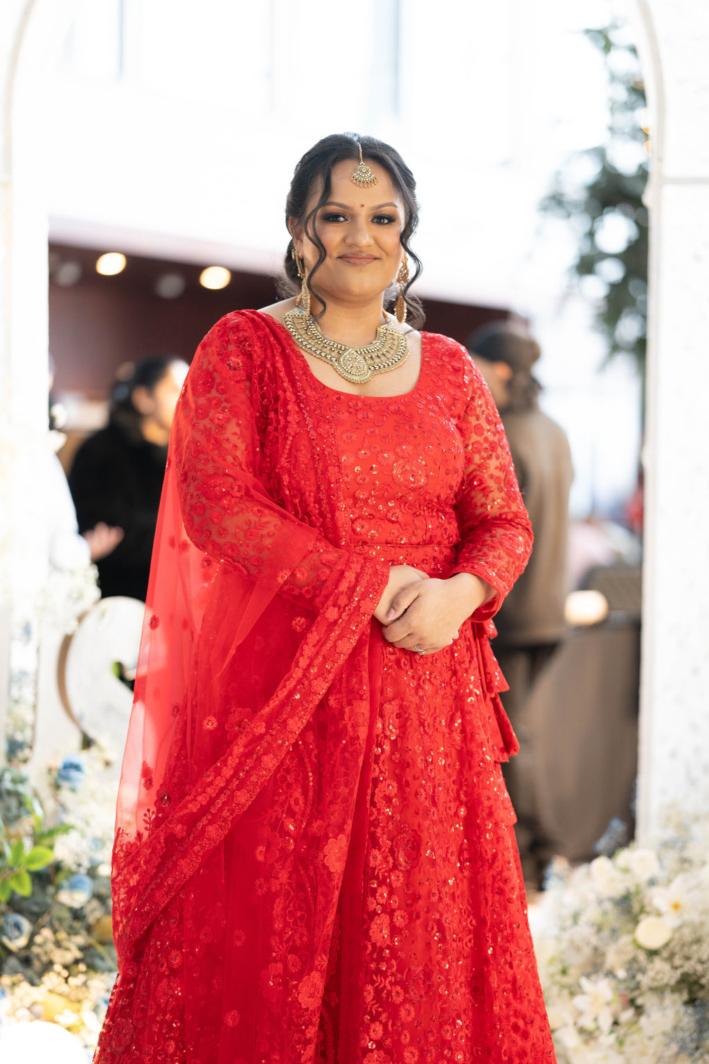 Luxury Deep Red Sequin Lehnga (8-20)