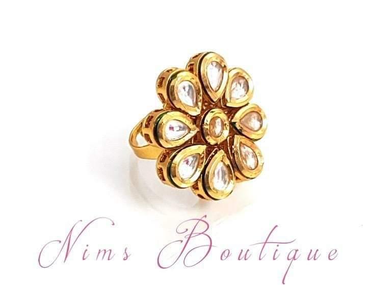 Nims Boutique Luxury Kundan Flower Ring