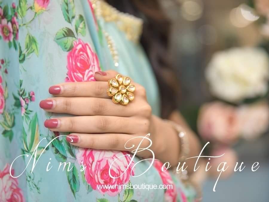 Nims Boutique Luxury Kundan Flower Ring
