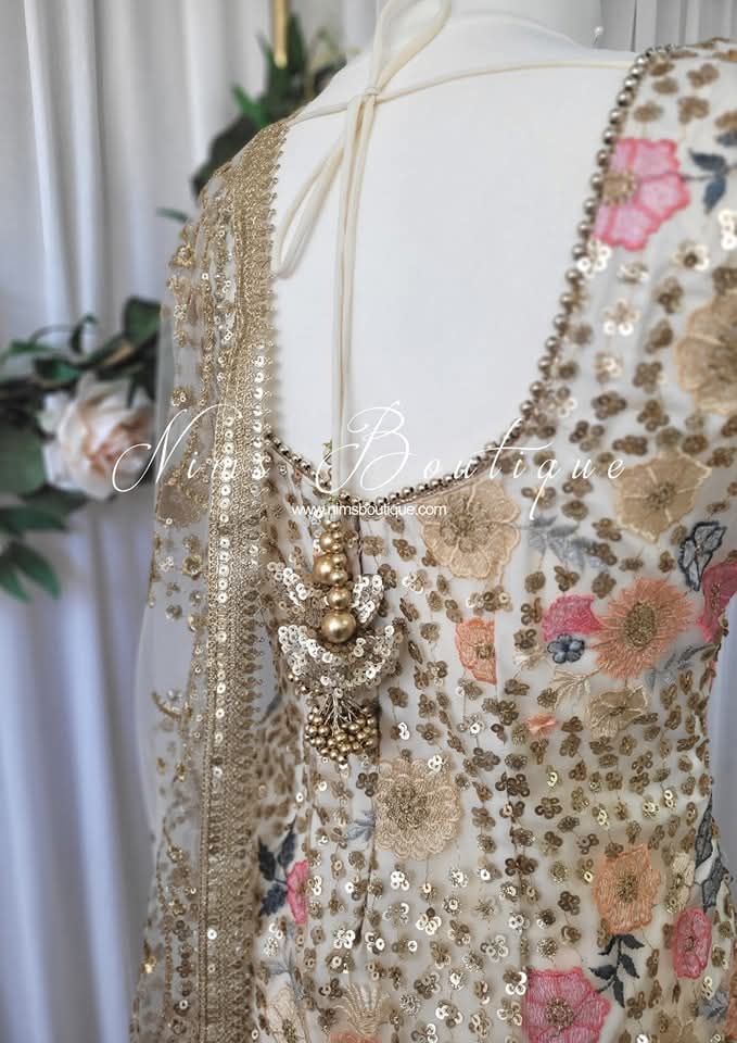 Bella Cream Sleeveless Pajami Suit (bespoke)