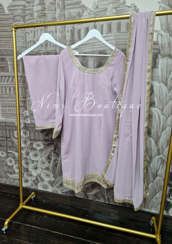 Light Lilac Trouser Suit with sleeves (18-24)