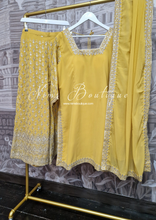 Mustard Embroidered Sharara Suit with sleeves (18-22)