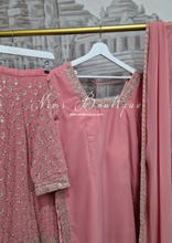 Pink Embroidered Sharara Suit with sleeves (18-22)