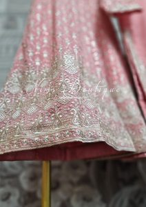 Pink Embroidered Sharara Suit with sleeves (18-22)