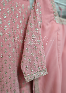 Pink Embroidered Sharara Suit with sleeves (18-22)