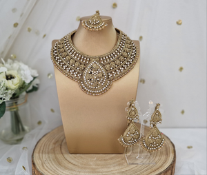 Nims Boutique Waheeda Antique Gold & Gold Bead Bridal Set SS107