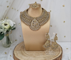 Nims Boutique Waheeda Antique Gold & Gold Bead Bridal Set SS107