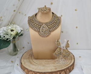 Nims Boutique Waheeda Antique Gold & Gold Bead Bridal Set SS107