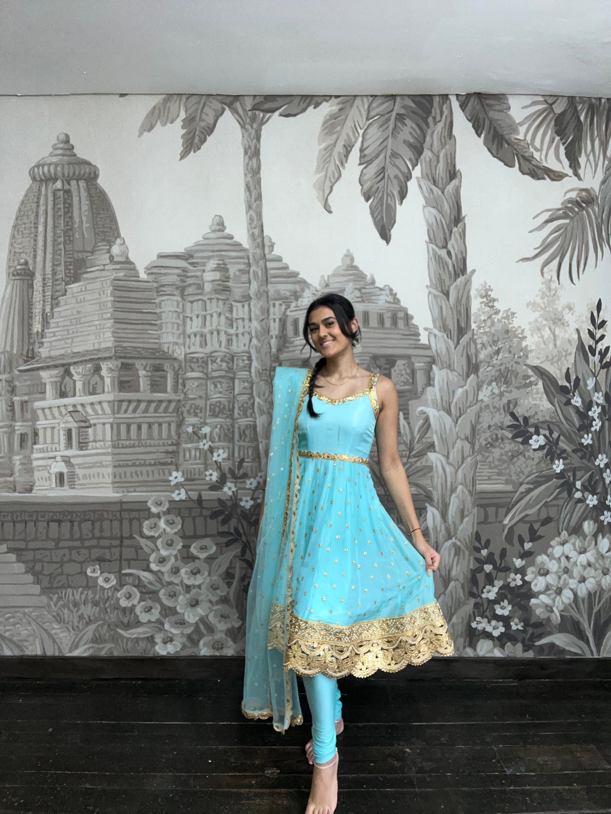 The NB Luxury Sky Blue Silk Anarkali with Pajami (size 4-12)