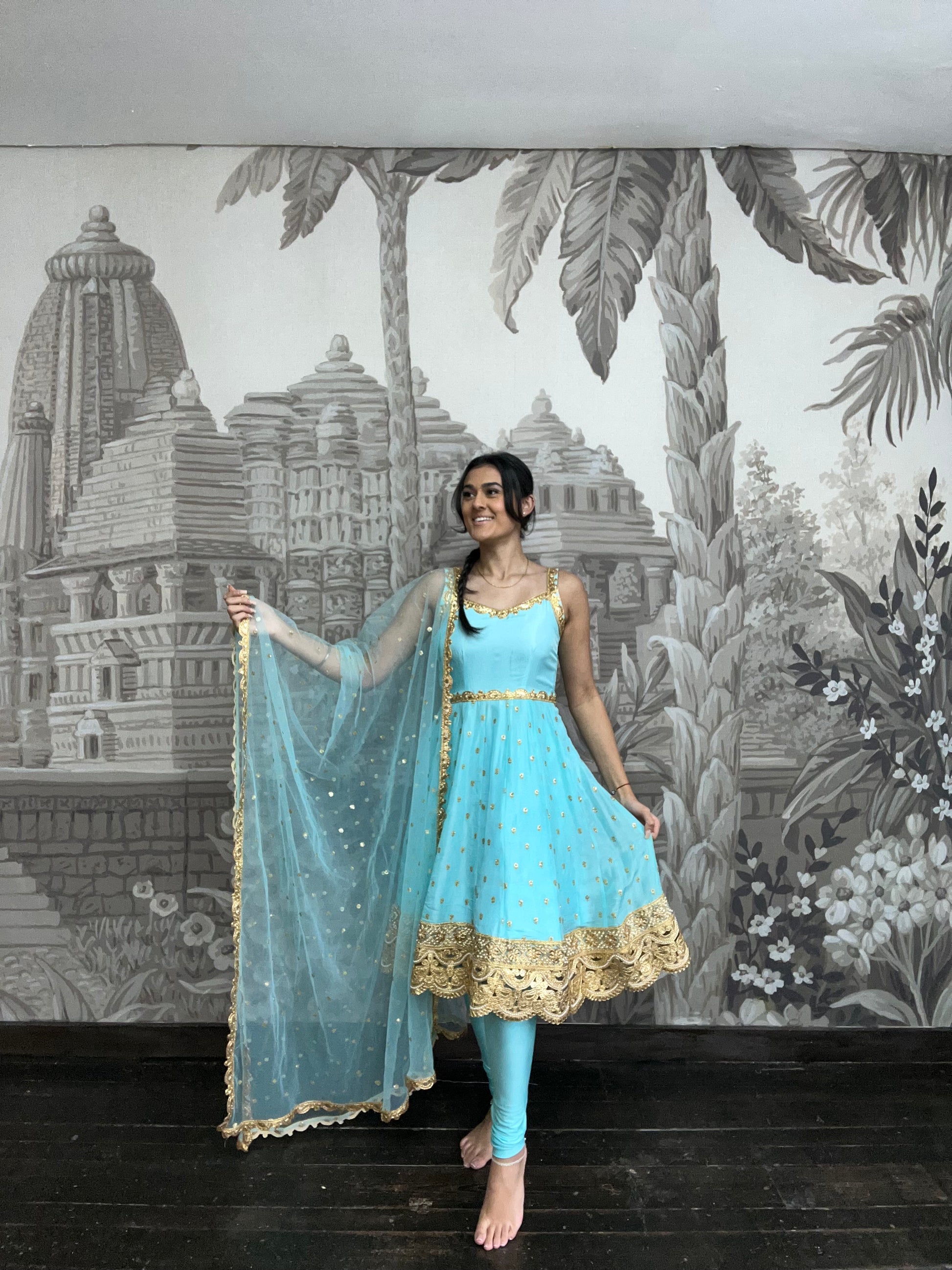 The NB Luxury Sky Blue Silk Anarkali with Pajami (size 4-12)