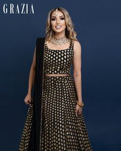 Limited Edition Luxury Black & Gold Sequin Bow Lehnga