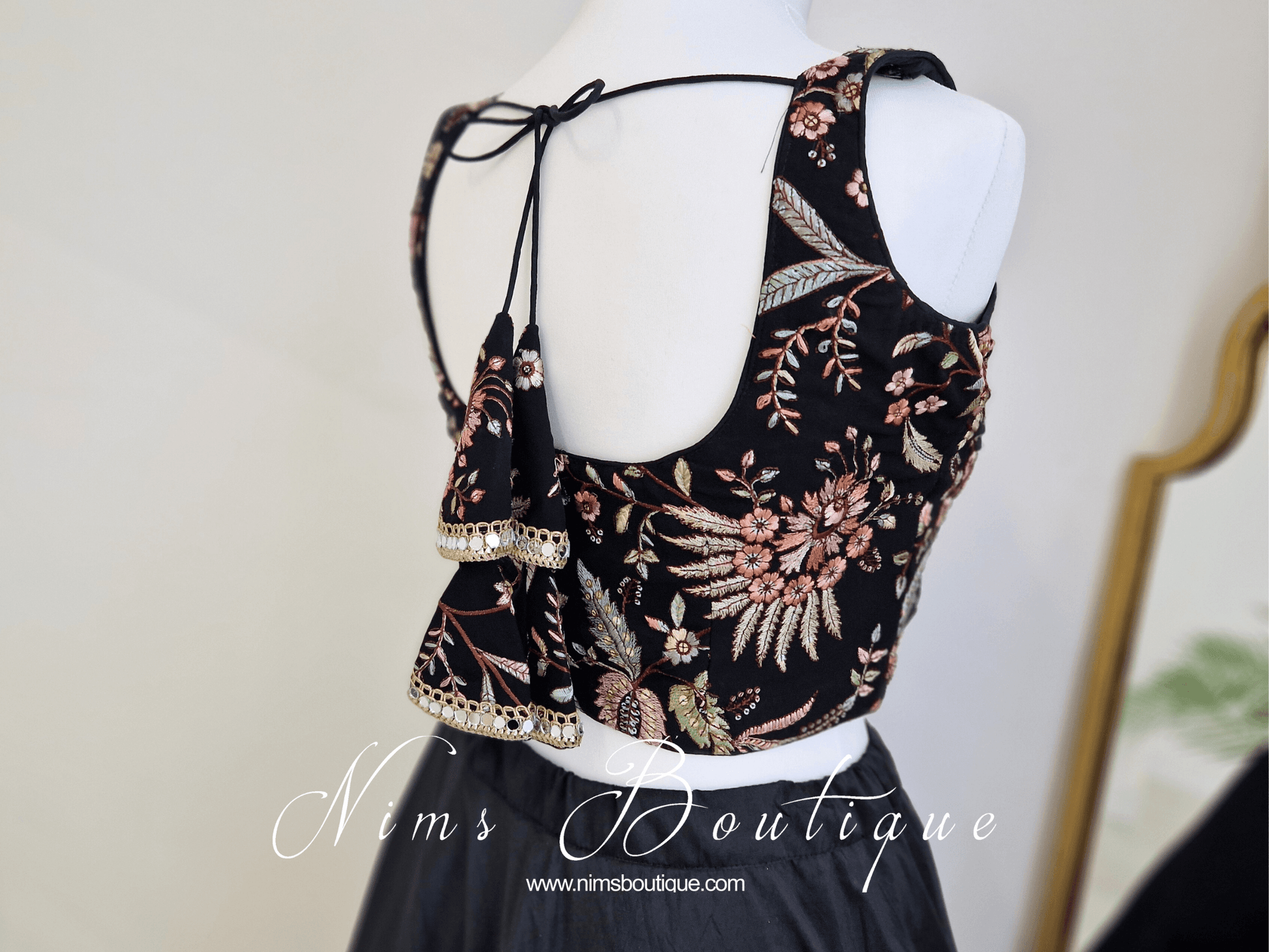 Nims Boutique Luxury Sarika Black Blouse size 4-18