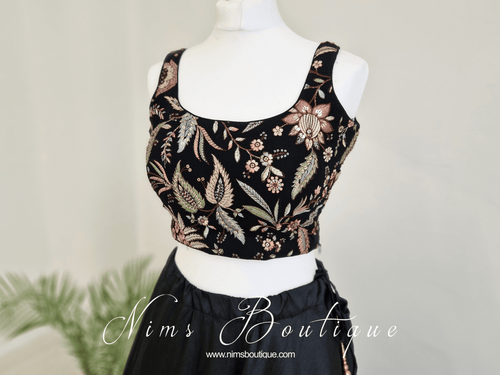 Nims Boutique Luxury Sarika Black Blouse size 4-18