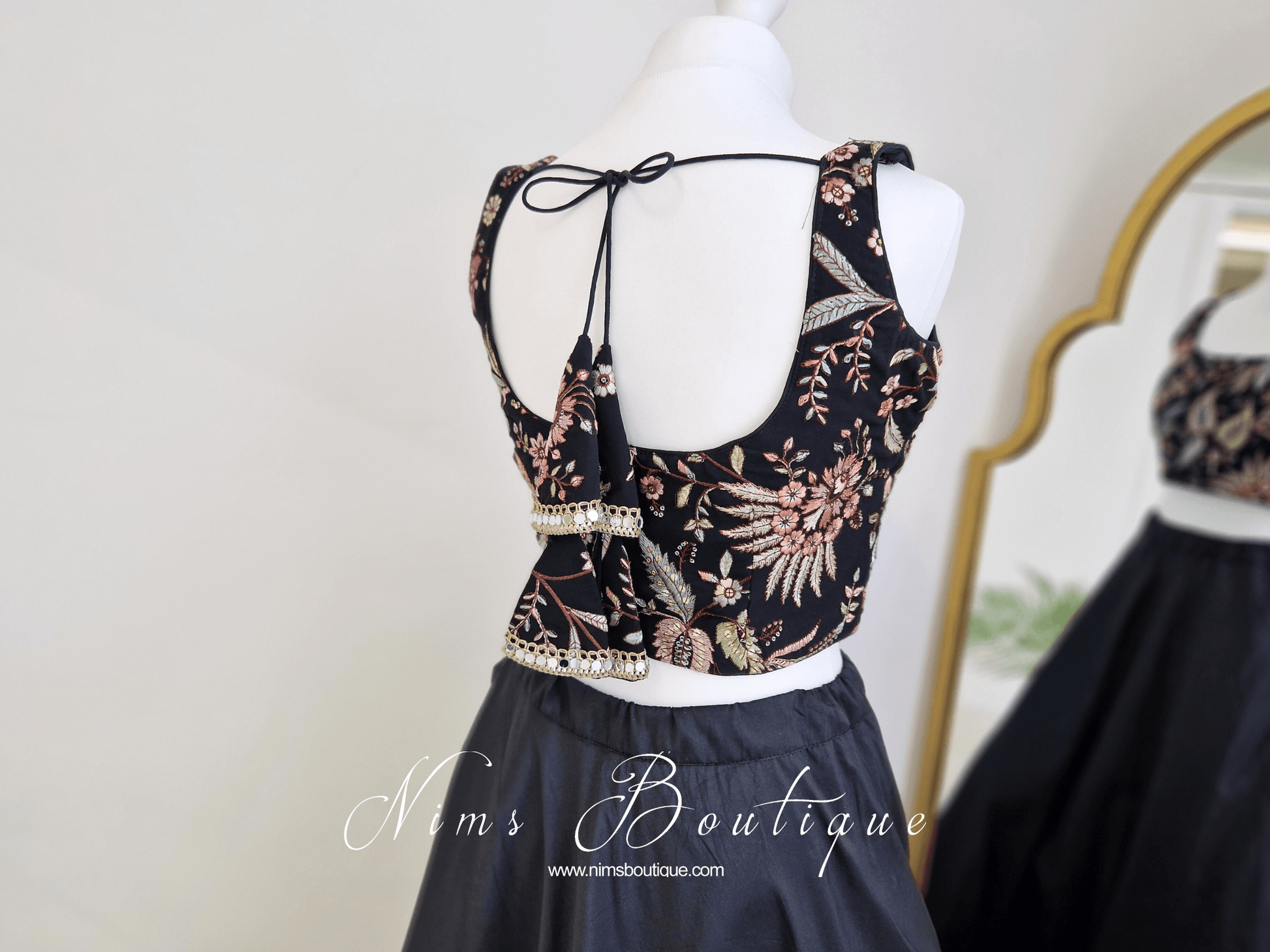Nims Boutique Luxury Sarika Black Blouse size 4-18