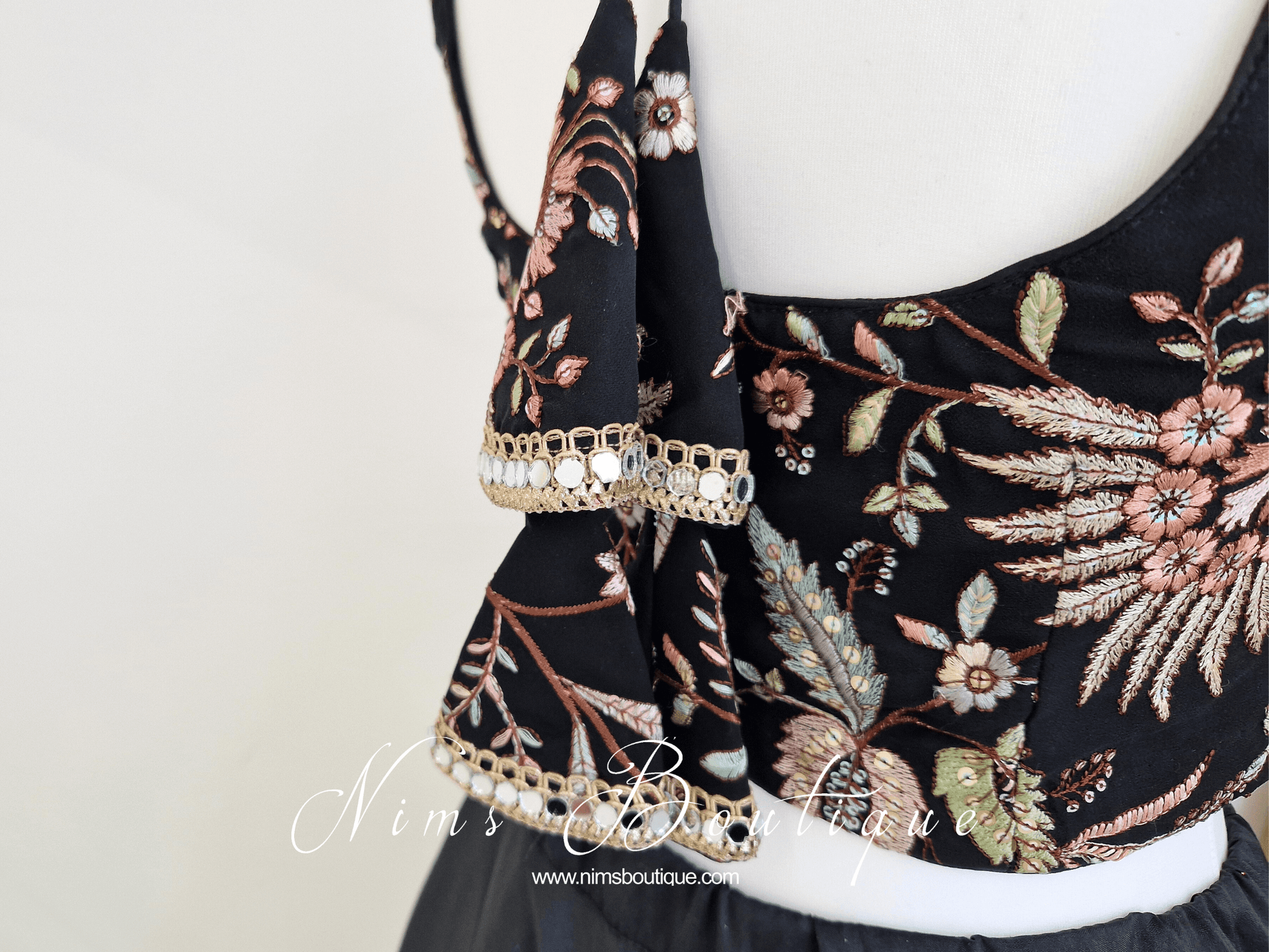 Nims Boutique Luxury Sarika Black Blouse size 4-18