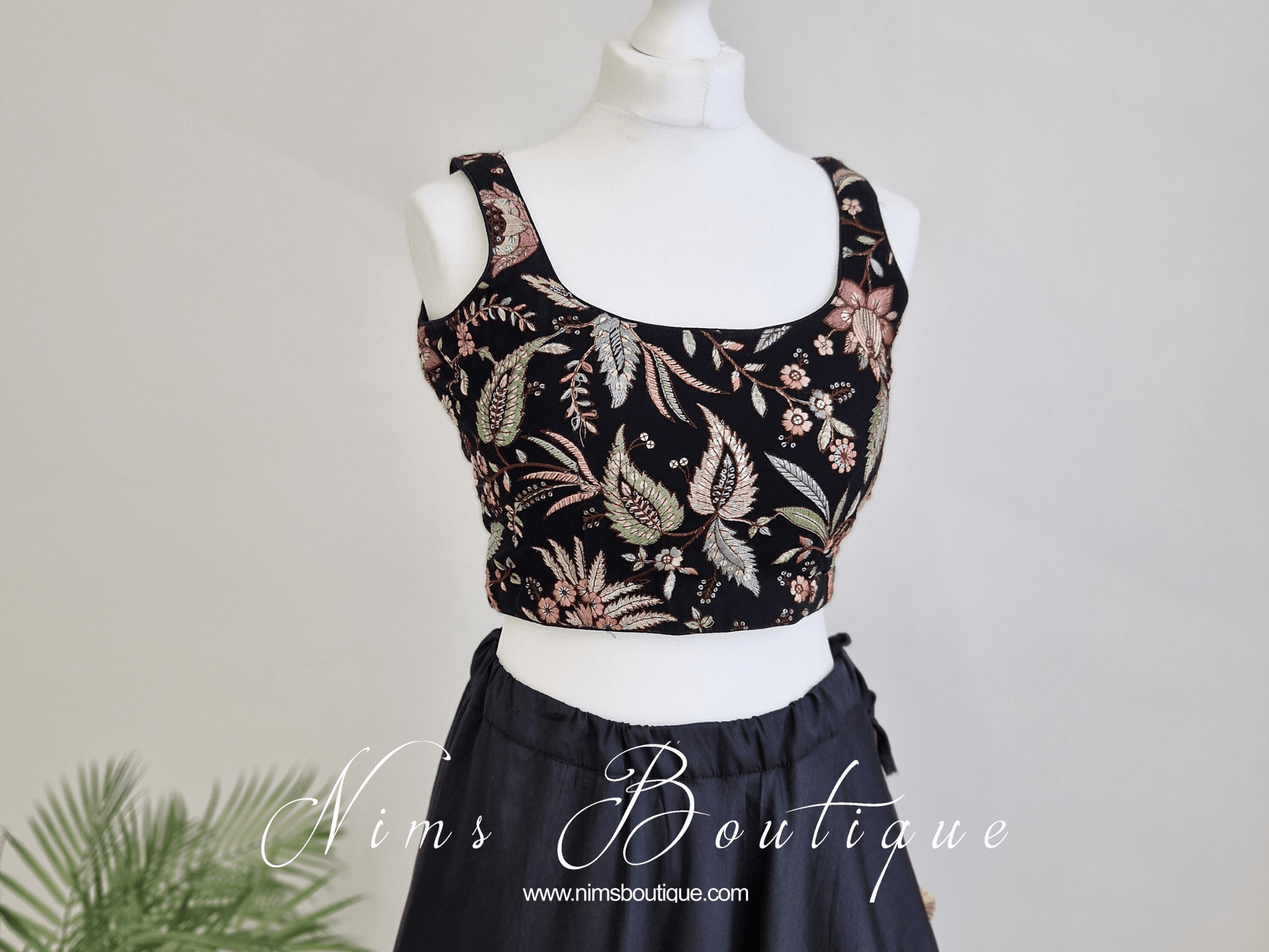 Nims Boutique Luxury Sarika Black Blouse size 4-18