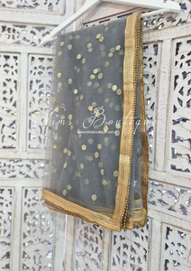 Nims Boutique NB Grey Net Sequin Dupatta/Chunni