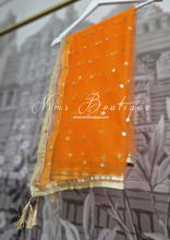 Nims Boutique Orange Net Sequin Dupatta/Chunni