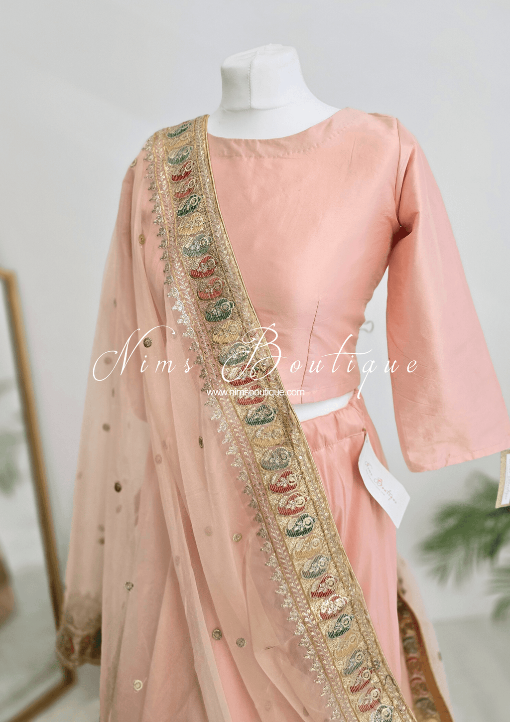 Nims Boutique Sunidhi Peach Multicolour Organza Dupatta/Chunni