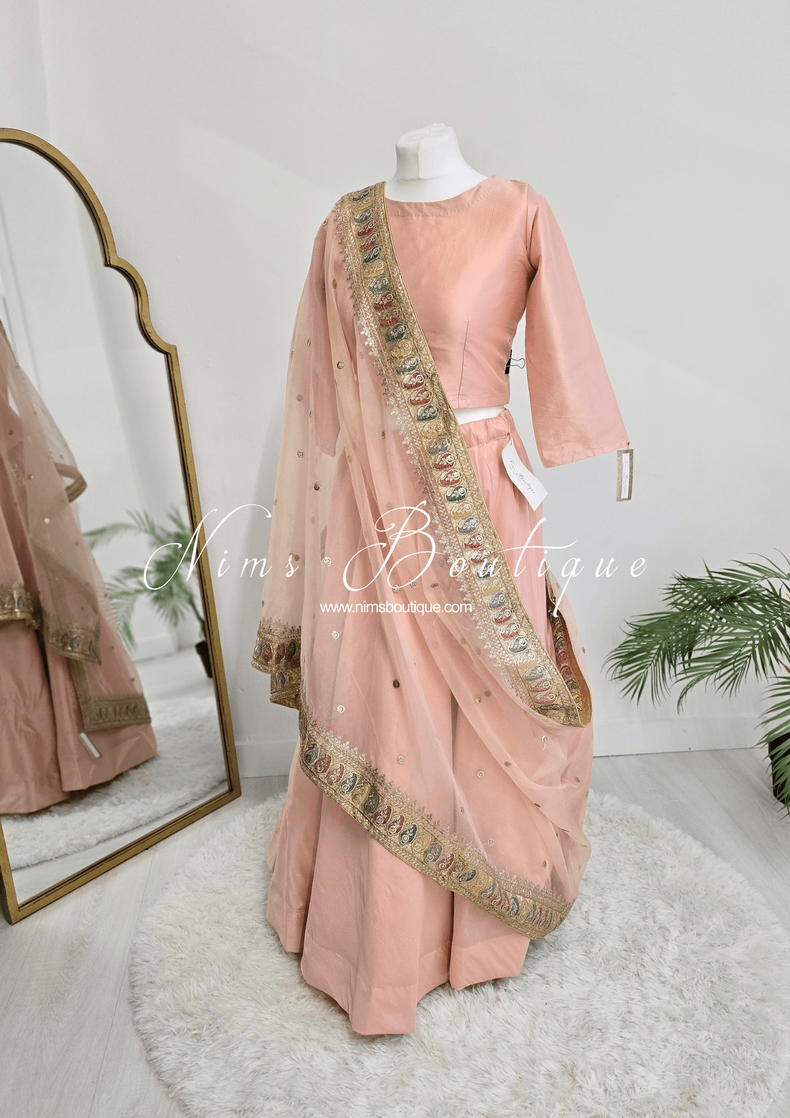 Nims Boutique Sunidhi Peach Multicolour Organza Dupatta/Chunni