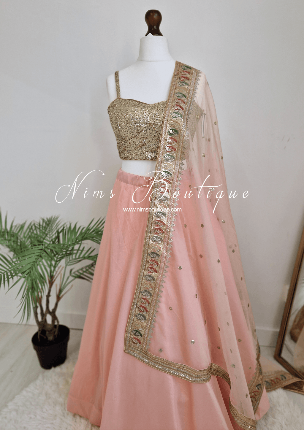 Nims Boutique Sunidhi Peach Multicolour Organza Dupatta/Chunni