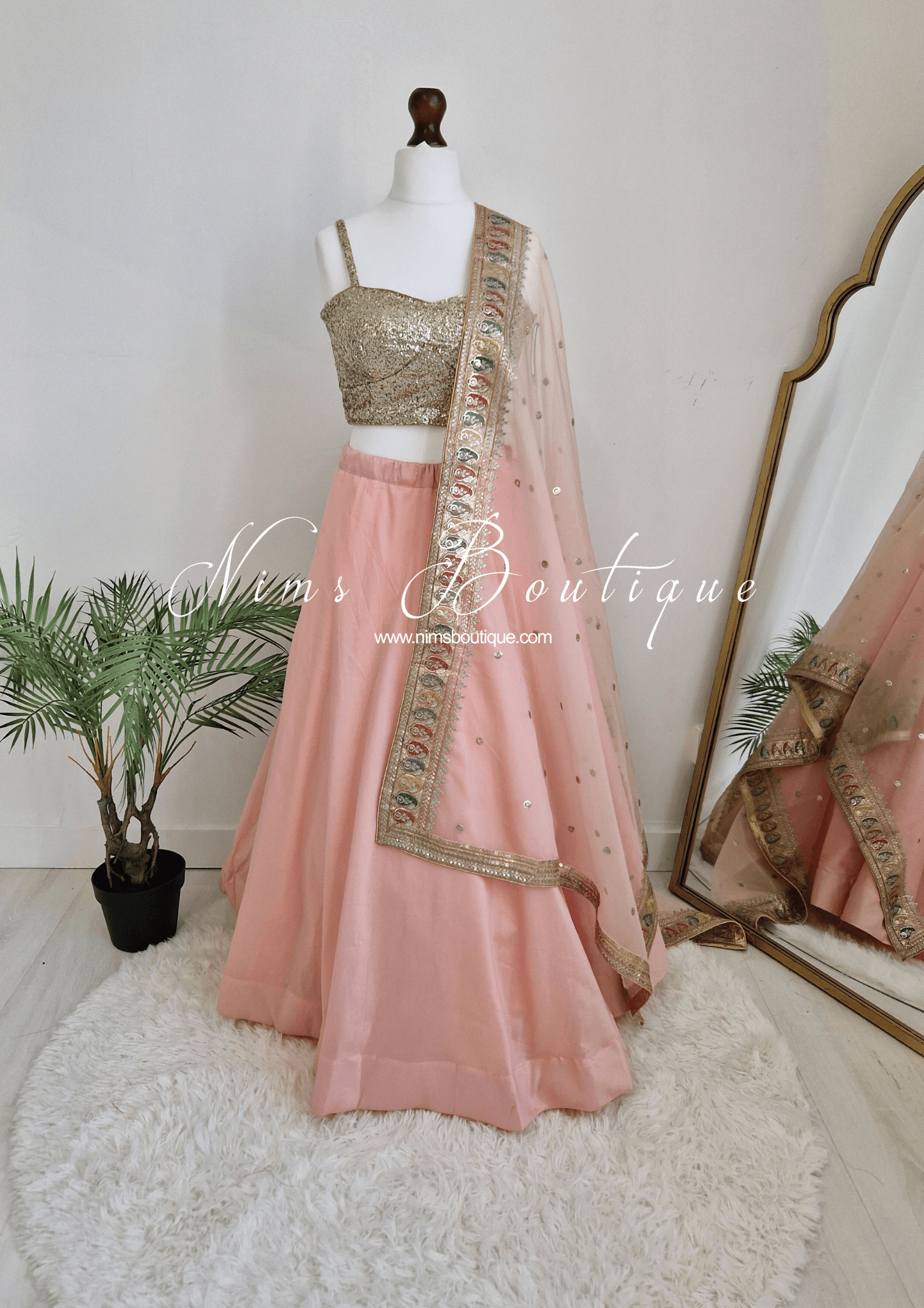 Nims Boutique Sunidhi Peach Multicolour Organza Dupatta/Chunni