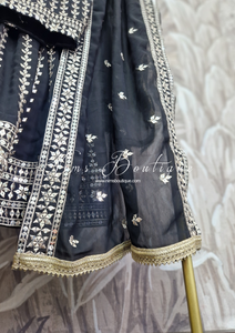 Luxury Black Zari Work Kids Lehnga