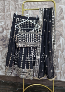 Luxury Black Zari Work Kids Lehnga