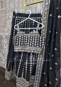 Luxury Black Zari Work Kids Lehnga