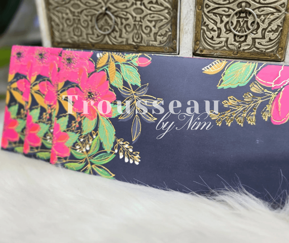 Nims Boutique Navy Floral Foil Print Money Wallets