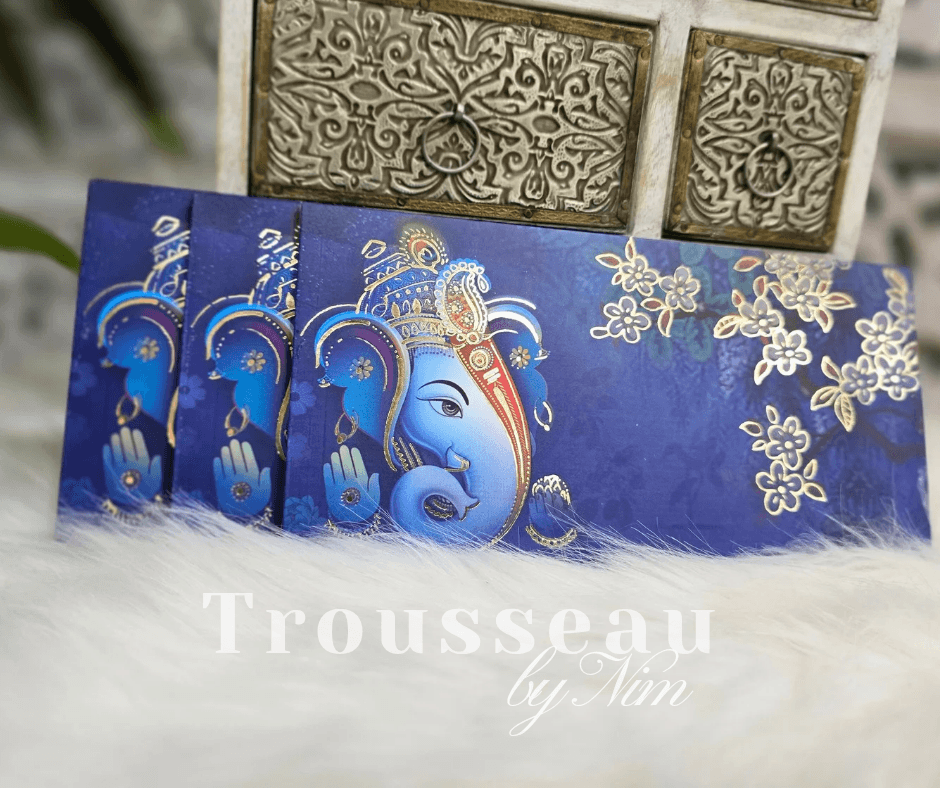 Nims Boutique Blue Ganesh Foil Print Money Wallets