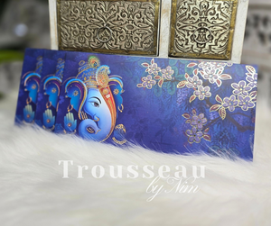 Blue Ganesh Foil Print Money Wallets