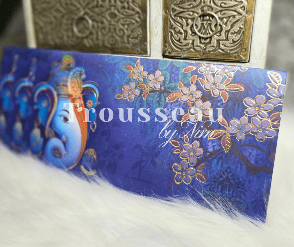 Nims Boutique Blue Ganesh Foil Print Money Wallets