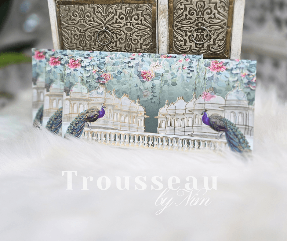 Nims Boutique Blue Peacock Foil Print Money Wallets