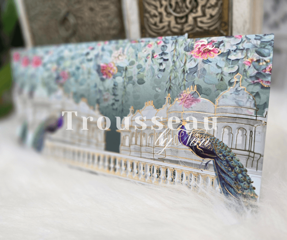 Nims Boutique Blue Peacock Foil Print Money Wallets