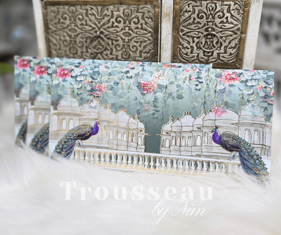 Nims Boutique Blue Peacock Foil Print Money Wallets