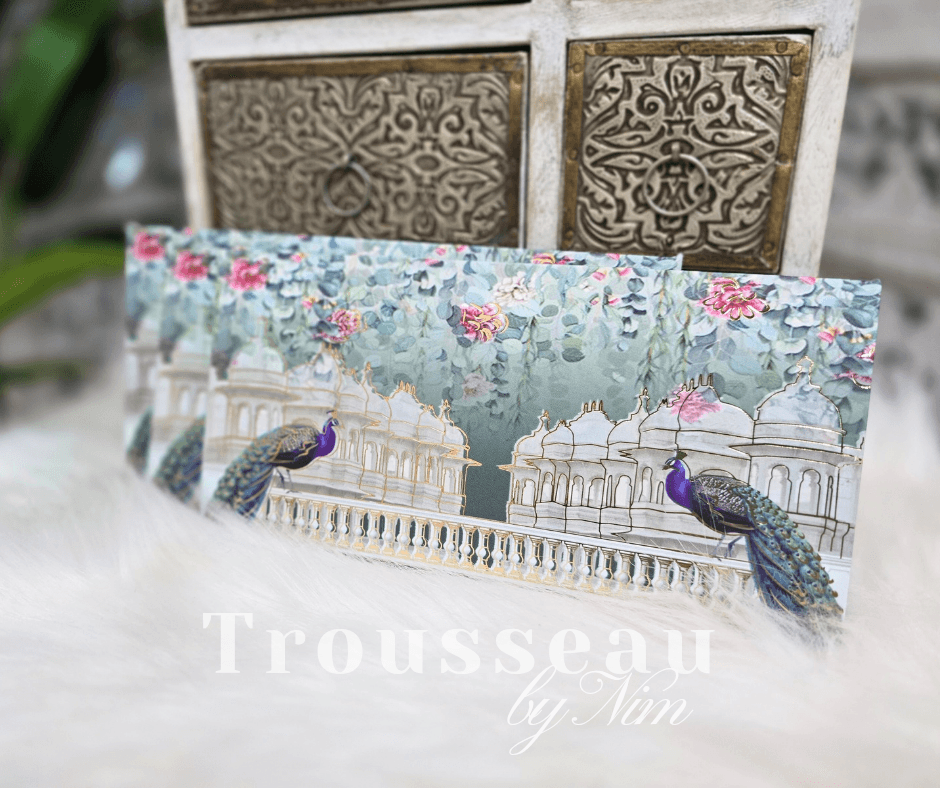 Nims Boutique Blue Peacock Foil Print Money Wallets