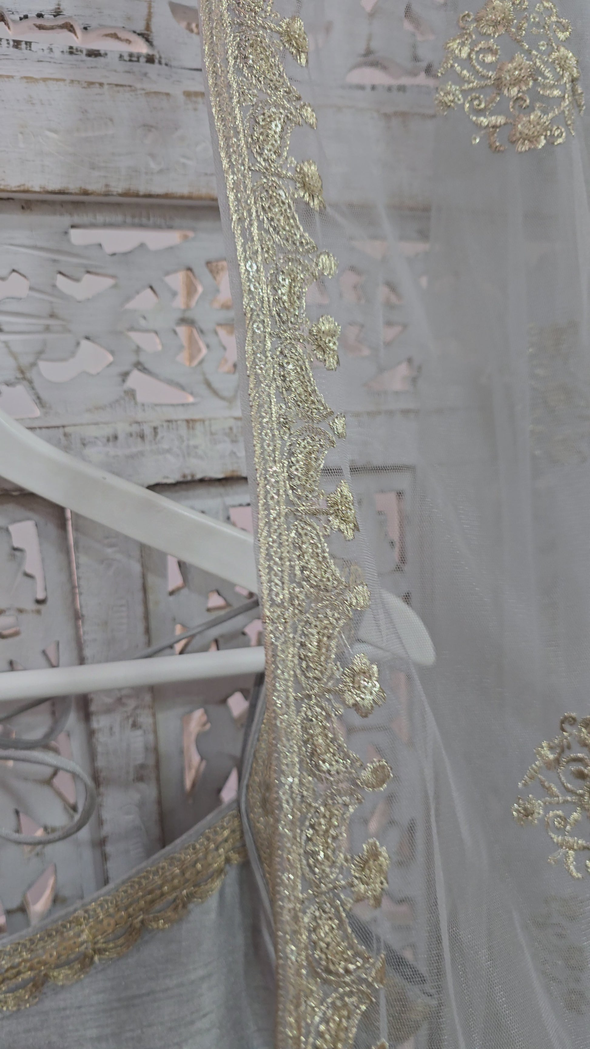 Grey Raw Silk Pajami Suit (Size 10-12)