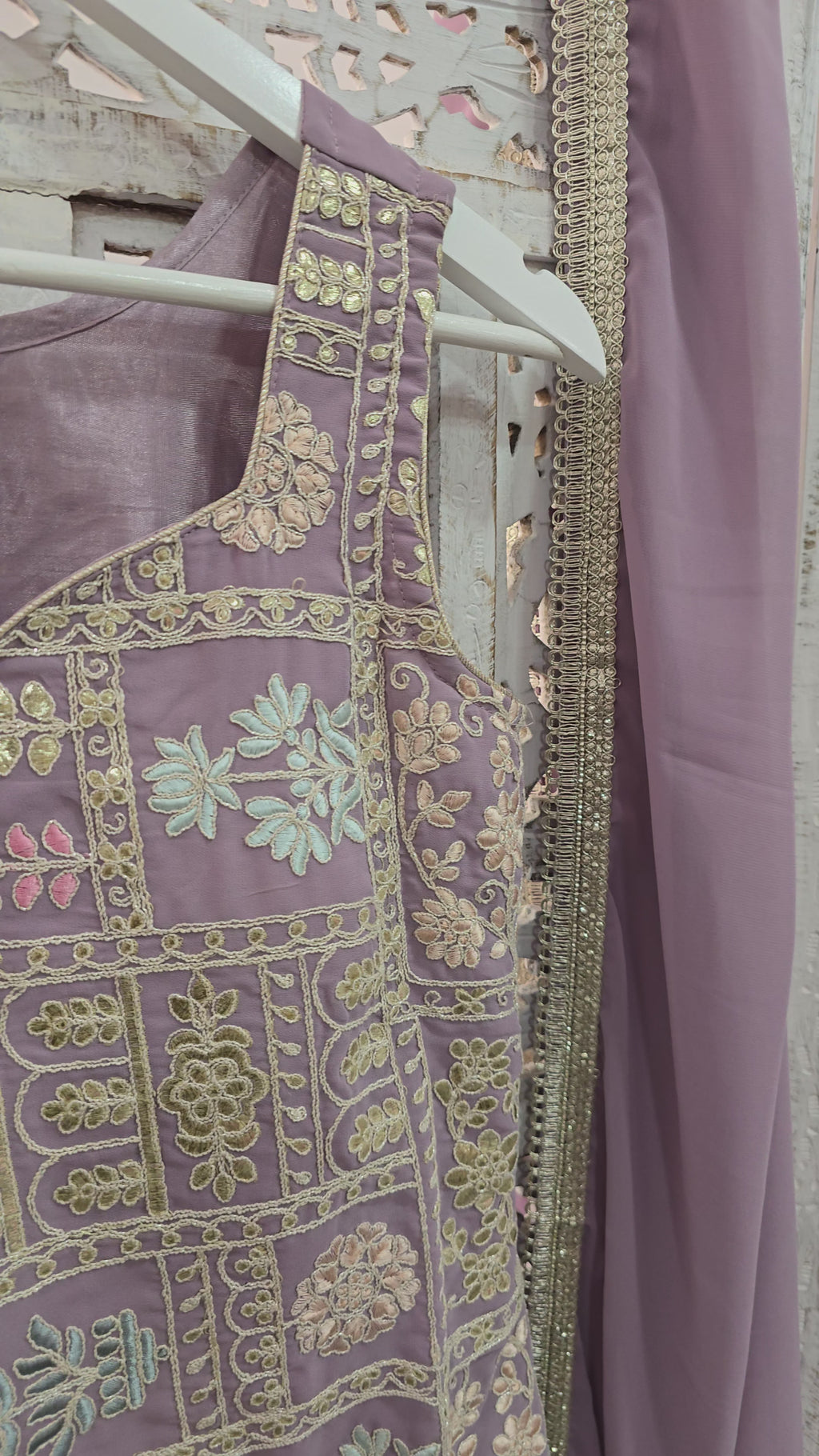 Lilac Embroidered Dhoti Salwar Suit (Size 10- 12)
